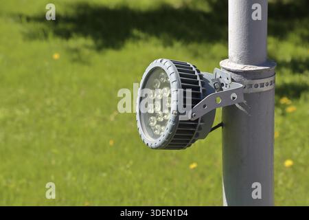 Modern compact street LED lamp in gray Stock Photo
