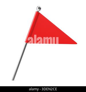 Small Red Triangular Flag Marker on a Silver Pole Stock Photo