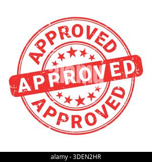 Red approved stamp sign with grunge vintage style vector illustration Stock Vector