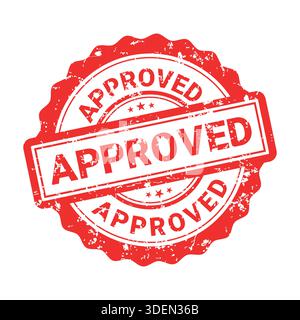 Red approved stamp sign with grunge vintage style vector illustration Stock Vector