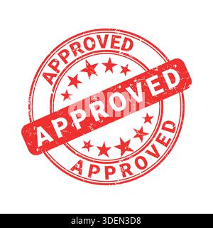 Red approved stamp sign with grunge vintage style vector illustration Stock Vector