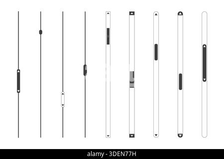 Slide scroll bar set slider. UI control web elements. Scrollbar control panel for power, volume, brightness, Design elements for your website. simple modern graphic element for ui, infographic, icon. Vector illustration Stock Vector