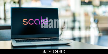 POZNAN, POL - OCT 28, 2025: Laptop computer displaying logo of Scale AI, an American data annotation company Stock Photo