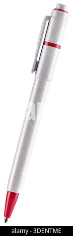 Decorative gray with red ball-point pen isolated on white Stock Photo