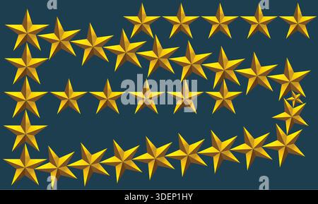 combination of golden stars on dark blue background Stock Vector