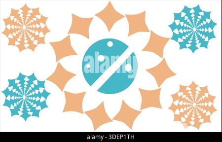 Various small and big green and brown design in round shape display on white background Stock Vector