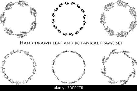 A set of hand-drawn leaf and botanical frames with a natural, elegant touch, ideal for decorative layouts and design accents. Stock Vector