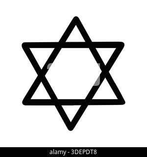 Hand Drawn Six-Pointed Star of David Icon Jewish Symbol Stock Vector