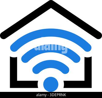Smart Home and Internet of Things Logo. Smart House with WiFi Logotype. Flat style icons. Isolated Vector Illustration Stock Vector
