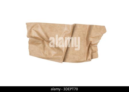 Beige Teared Paper Sticker Tape with Ripped Edges Isolated on White Background Stock Photo