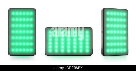 LED lamp glowing green isolated on white, collection Stock Photo