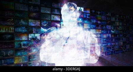 Internet Multimedia Sharing and Viewing as Concept Stock Photo