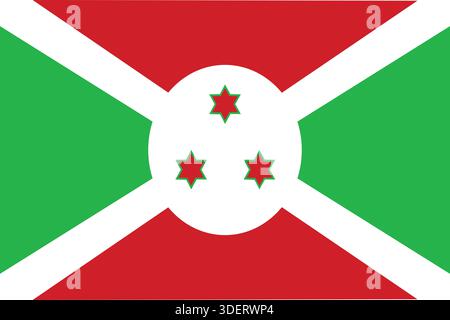 Burundi national flag flat vector illustration. suitable for educational and editorial use. Stock Vector