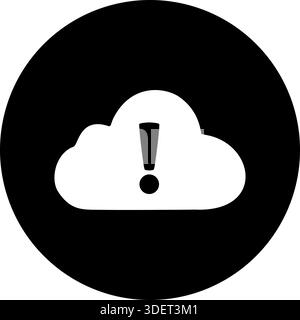 Cloud Alert Icon - Silhouette Warning Exclamation Mark in Black Circle Stock Vector