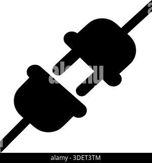 Power Plug Connection Icon - Black Silhouette Electrical Connector and Plugin Symbol Stock Vector