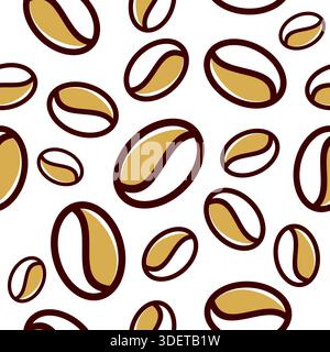 Coffe Beans Seamless Pettern Design. Coffee Beans Line Background Vector Stock Vector