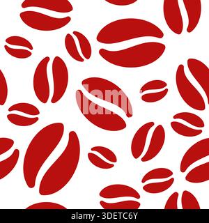 Red Coffee Beans Seamless Pettern Design. Coffee Beans Background Vector Stock Vector