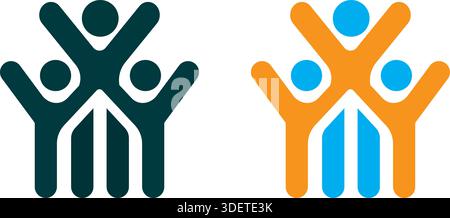 Fans white icon flat. Simple vector symbol and bonus icon. Successful business, people hands up Stock Vector