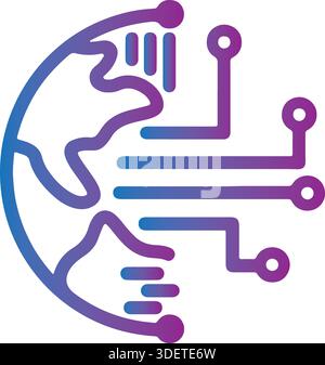 Digital Technology and Artificial Intelligence Pictogram. Tech Science Innovation Black and Color Symbol Stock Vector