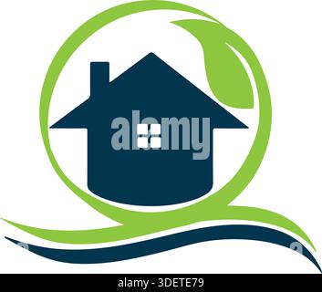 Home leaf vector logo design. Fresh home icon with green leaf vector logo design Pro Vector Stock Vector
