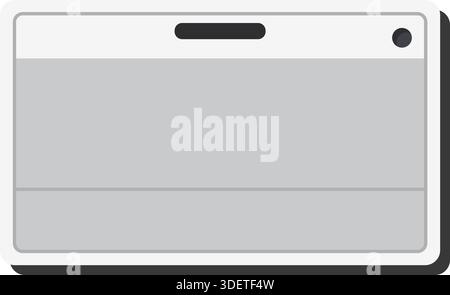 A horizontal plastic name badge with slot and rounded corners shown as an empty card. Stock Vector