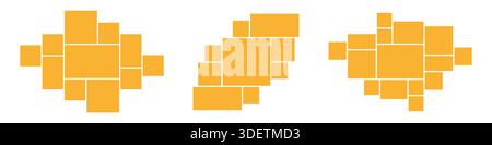 Yellow photo collage template set. Picture frames composition for mood board Stock Vector