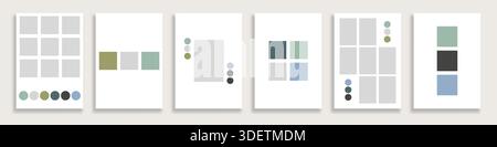 Trendy moodboard presentation set. Creative theme branding template. Collage photo frames design art Stock Vector