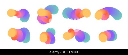 Modern 3d shapes set. Fluid gradient blend vector art with liquid color Stock Vector