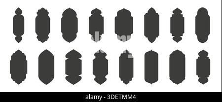 Arabic style shape collection. Islamic window or door arch set. Stock Vector
