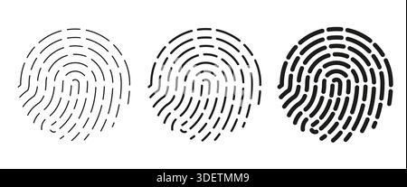 Fingerprint scanning icon. Black sign of identification Stock Vector