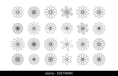 Line flower collection. Stock Vector