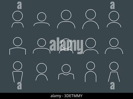 People icon set. Line pictogram of user. Stock Vector