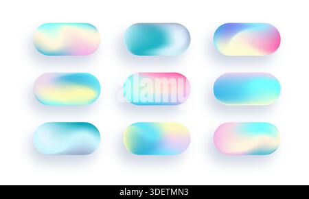 Trendy holographic buttons for web design Stock Vector