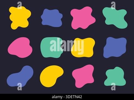 Liquid shapes collection. Trendy color round abstract organic elements set Stock Vector