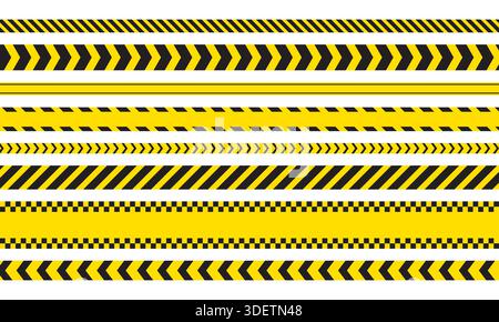 Warning tape collection. Yellow and black police line Stock Vector