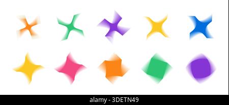 Blurred star set. Colorful y2k shapes collection Stock Vector