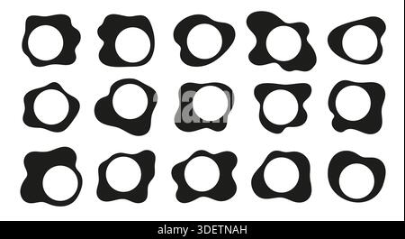 Round asymmetric frame border set Stock Vector