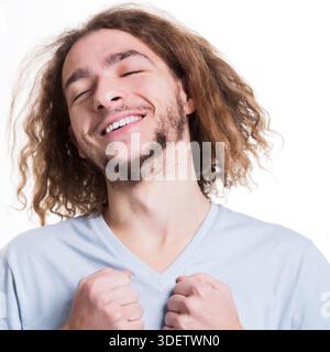 Success, excited man with happy facial expression Stock Photo