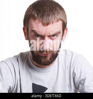 Shocking news. Wonder man expressing amaze on face Stock Photo