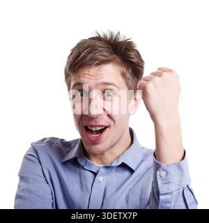 Success, excited man with happy facial expression Stock Photo