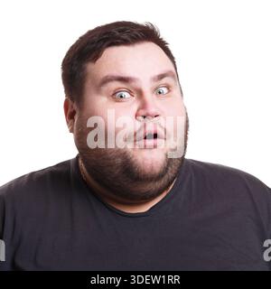 Shocking news. Wonder man expressing amaze on face Stock Photo