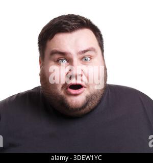 Shocking news. Wonder man expressing amaze on face Stock Photo