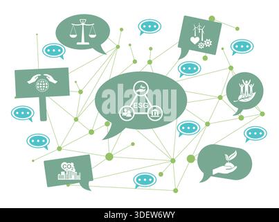 Concept of esg with icons on speech bubbles Stock Photo