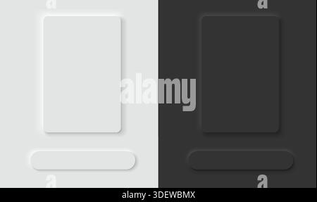 Vector icon illustration. Ux element interface design tool. Neomorphism style frames in white and black color. Stock Vector