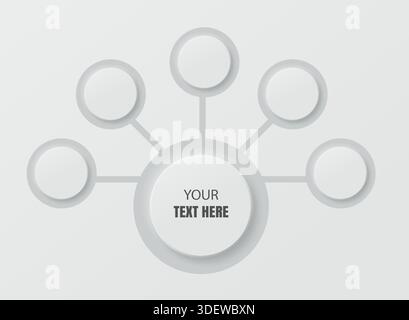 Vector illustration. Neomorphism style infographics in white color circles. Stock Vector