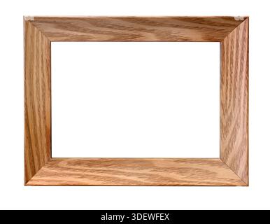Wooden rectangular frame displaying natural oak grain texture with a transparent background Stock Photo