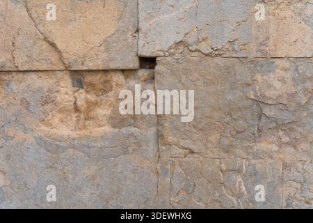 Ancient Limestone Wall Texture, Iran Stock Photo