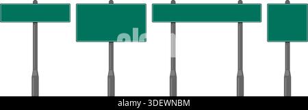 Blank green road signs set on transparent background Stock Vector