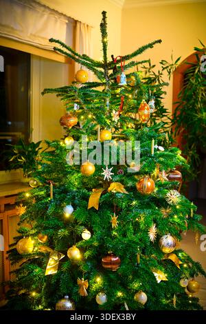 Decorated Christmas tree, Christmas Stock Photo
