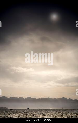 Switzerland, Zurich, Thunderstorm atmosphere over Lake Zurich Stock Photo